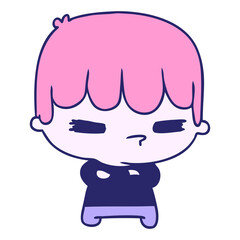 cartoon illustration of a kawaii cute cross boy in bright neon color