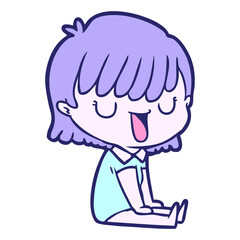 cartoon woman in bright neon color
