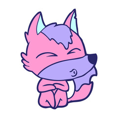 cartoon wolf whistling in bright neon color