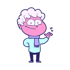 cartoon happy man in bright neon color