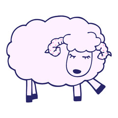 cartoon doodle cute sheep in bright neon color