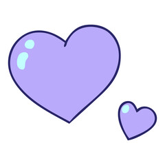 hand drawn quirky cartoon pink hearts in bright neon color