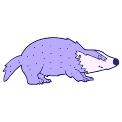 cartoon badger in bright neon color