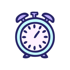 cute cartoon of a alarm clock in bright neon color