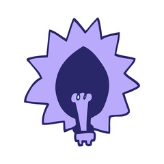 cartoon doodle light bulb in bright neon color