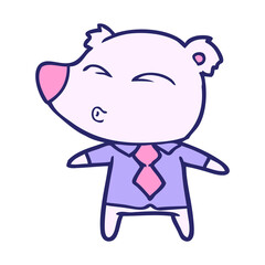 polar bear in shirt and tie cartoon in bright neon color