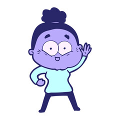 cartoon happy old woman in bright neon color