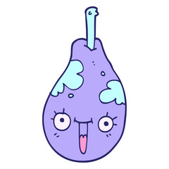 cartoon doodle fresh pear in bright neon color