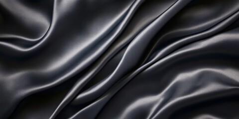 Fototapeta premium Elegant Silky Smooth Black Cloth with Abstract Folds and Waves of Dark Fabric for Stylish Design