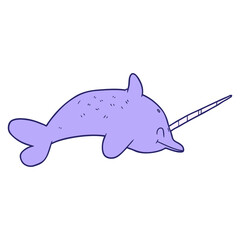 cartoon narwhal in bright neon color © lineartestpilot