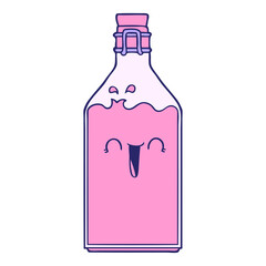 cartoon old juice bottle in bright neon color
