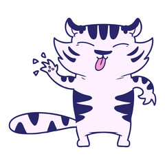 cartoon white tiger in bright neon color