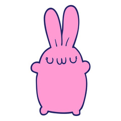 cartoon rabbit in bright neon color