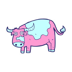 cartoon cow in bright neon color