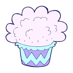 cartoon cupcake in bright neon color