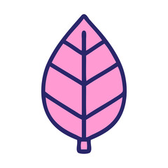 iconic tattoo style image of leaf in bright neon color