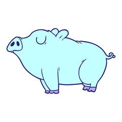 cartoon pig in bright neon color
