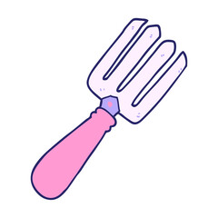 cartoon fork in bright neon color