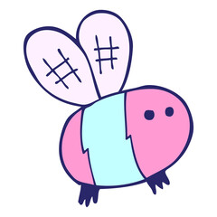 cartoon bee in bright neon color