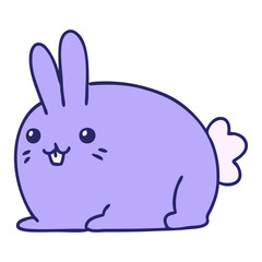 cartoon of a happy pet rabbit in bright neon color
