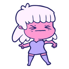 cartoon woman in bright neon color