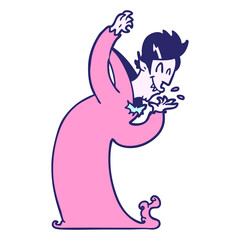 cartoon vampire in bright neon color