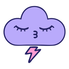 cute cartoon of a storm cloud in bright neon color
