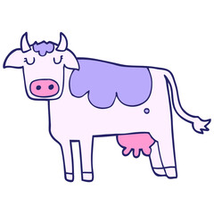 cartoon cow in bright neon color