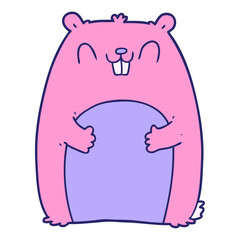 cartoon happy gopher in bright neon color