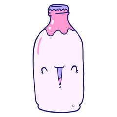 cute cartoon milk bottle in bright neon color