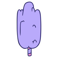 hand drawn cartoon doodle single green tree in bright neon color