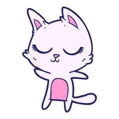 calm cartoon cat in bright neon color