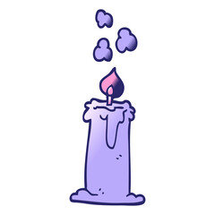 cartoon doodle lit candle in bright neon color