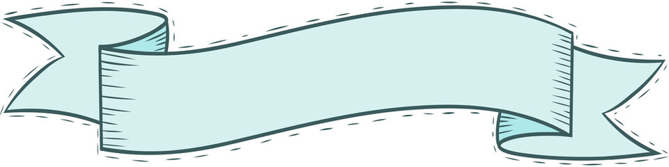 Curved wavy baby blue banner ribbon with transparent background