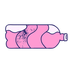 hand drawn textured cartoon doodle of a soda bottle in bright neon color