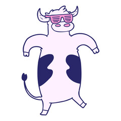 cartoon bull in bright neon color