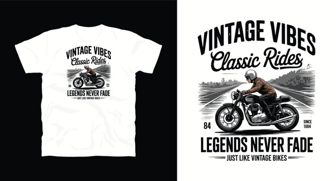 Motorbike t-shirt design and retro vintage typography old motorcycle t-shirt design vector