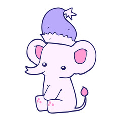 cute christmas elephant in bright neon color