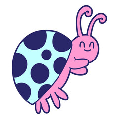 Obraz premium cute cartoon ladybug in bright neon color