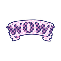 cartoon wow symbol in bright neon color
