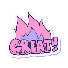 sticker of a GREAT cartoon symbol in bright neon color
