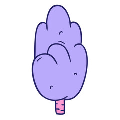 hand drawn cartoon doodle single green tree in bright neon color