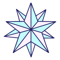 tattoo in traditional style of a star in bright neon color