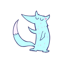 cartoon wolf in bright neon color