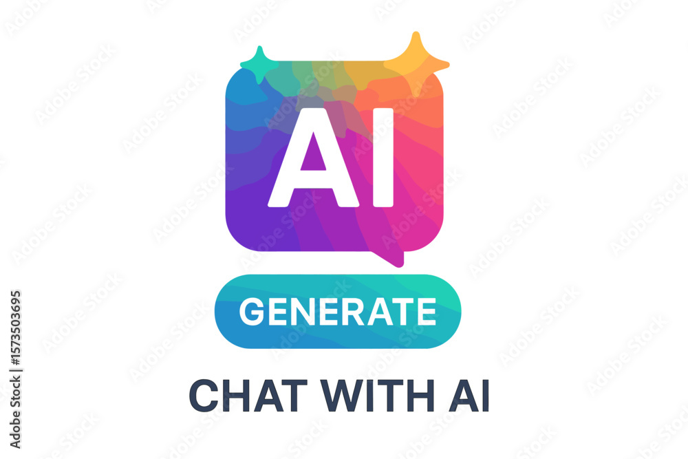 Poster artificial intelligence logo. colorful ai generation symbol. chat with ai sign concept. generate but