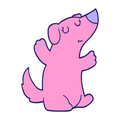 cartoon dog in bright neon color