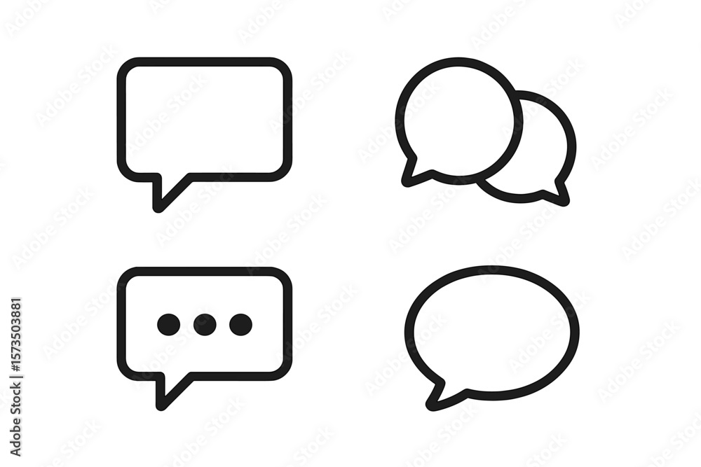Poster chat speech bubble icon set. vector symbol collection for web design. message, comment, dialogue sig