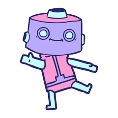 cartoon robot in bright neon color