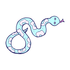 cartoon snake in bright neon color