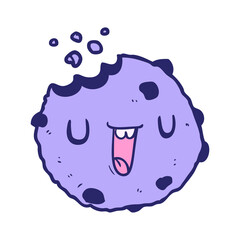 cartoon cookie in bright neon color